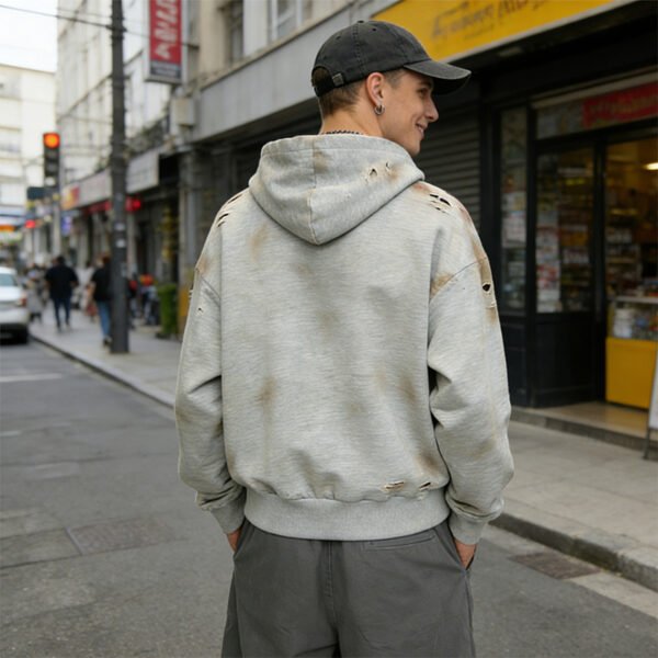 Custom Distressed Zip Hooded Sweatshirt | 8D565A6D - Style 8D565A - product detail view 2 Custom Distressed Zip Hooded Sweatshirt | 8D565A6D - Style 8D565A - product detail view 2