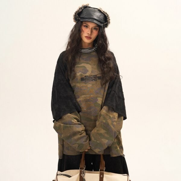 Custom Camo Double-Layer Long-Sleeve T-Shirt | - Style 280DEB - product detail view 7 Custom Camo Double-Layer Long-Sleeve T-Shirt | - Style 280DEB - product detail view 7
