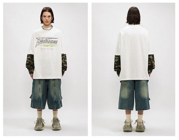 Custom Double-Layer Camo Sleeve Long-Sleeve T-Shirt - VW-1F1E - Style 1F1EBE Custom Double-Layer Camo Sleeve Long-Sleeve T-Shirt - VW-1F1E - Style 1F1EBE