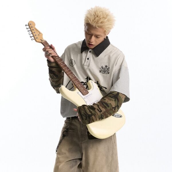Custom Double-Layer Camo Sleeve Vintage Polo - 507D98 - Style 507D98