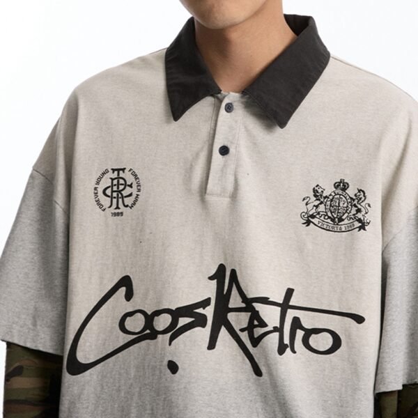 Custom Double-Layer Camo Sleeve Vintage Polo - 507D98 - Style 507D98 - product detail view 5