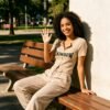 Custom Double-Zip Knit Crop Tee with Front Pocket Option - Style 1730E6 - product detail view 2