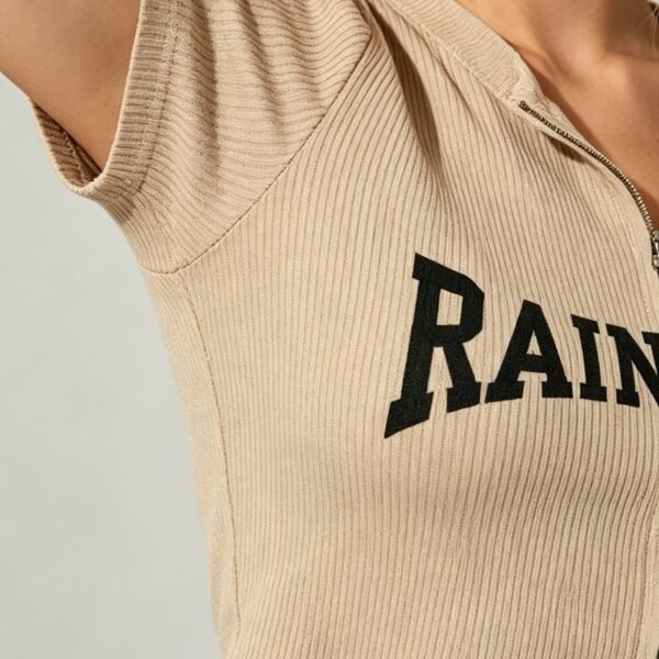 Custom Double-Zip Knit Crop Tee with Front Pocket Option - Style 1730E6 - product detail view 6