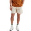 Custom Drawcord Athletic Sweat Shorts - Style 906224 Cream athletic sweat shorts with white trim and drawcord.