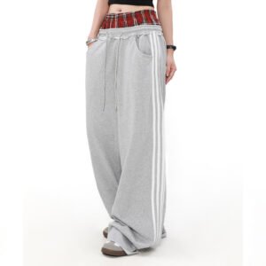 Custom Dual-Waist Stripe Wide-Leg Sweatpants - Style EAEC82