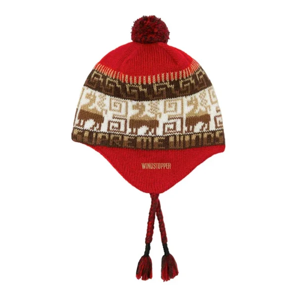 Custom Red Nordic Earflap Pom Knit Beanie - Style E31EAC Custom Red Nordic Earflap Pom Knit Beanie - Style E31EAC