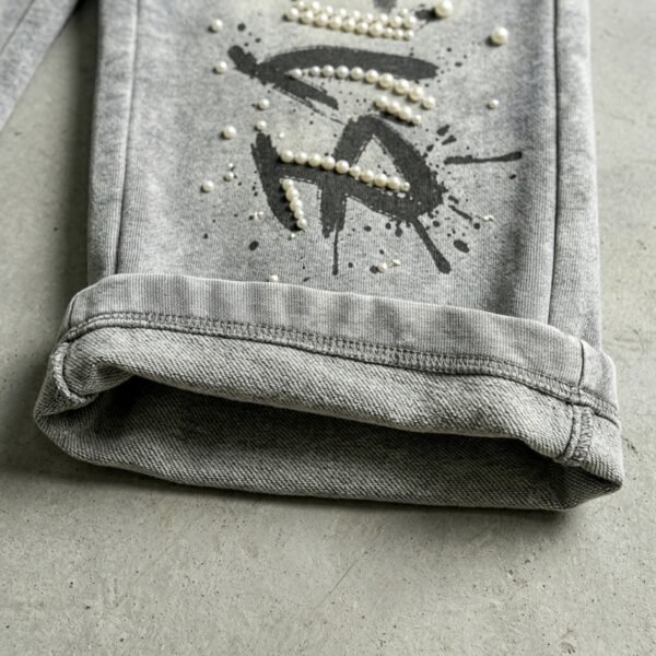 Custom Washed Embellished Capri Sweatpants - Style E135A6 - product detail view 3 Custom Washed Embellished Capri Sweatpants - Style E135A6 - product detail view 3