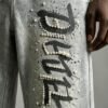 Custom Washed Embellished Capri Sweatpants - Style E135A6 - product detail view 4 Custom Washed Embellished Capri Sweatpants - Style E135A6 - product detail view 4