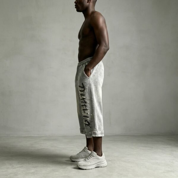 Custom Washed Embellished Capri Sweatpants - Style E135A6 - product detail view 6 Custom Washed Embellished Capri Sweatpants - Style E135A6 - product detail view 6