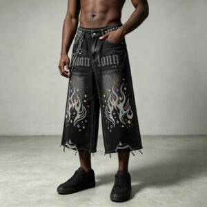 Custom Embellished Flame Capri Jeans | - Style CD7290