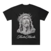 Custom Black Graphic T-Shirt With Embellished Portrait - Style BA2763