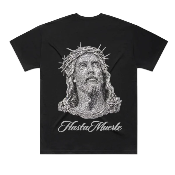 Custom Black Graphic T-Shirt With Embellished Portrait - Style BA2763