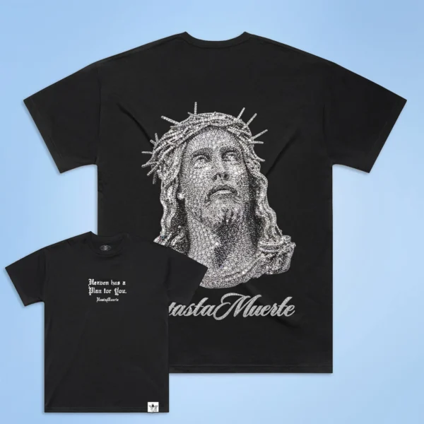 Custom Black Graphic T-Shirt With Embellished Portrait - Style BA2763 - product detail view 3