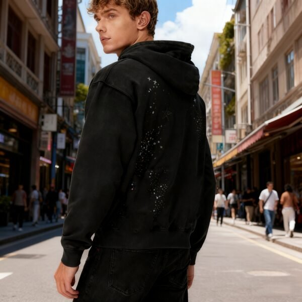 Custom Embellished Zip-Front Streetwear Hoodie - Style 616EC2 - product detail view 4 Custom Embellished Zip-Front Streetwear Hoodie - Style 616EC2 - product detail view 4