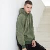 Custom Acid-Wash Embroidered Paint-Splatter Hoodie - Style 5AA20A Mens green acid wash pullover hoodie with paint splatter detail