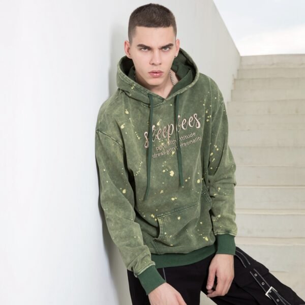 Custom Acid-Wash Embroidered Paint-Splatter Hoodie - Style 5AA20A - product detail view 3 Custom Acid-Wash Embroidered Paint-Splatter Hoodie - Style 5AA20A - product detail view 3