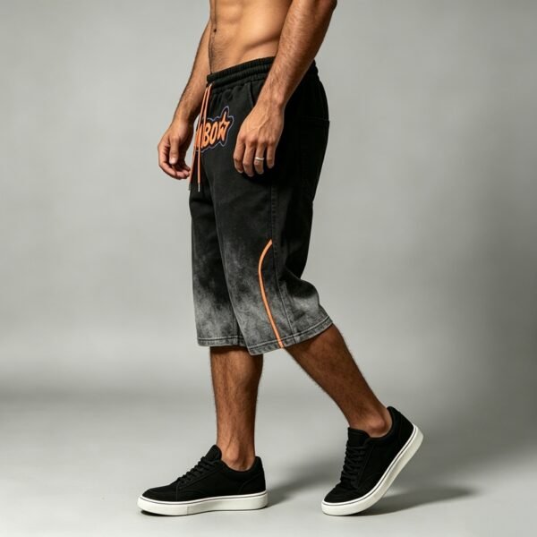 Custom Spray-Dyed Embroidered Capri Pants - Style 149789 - product detail view 2