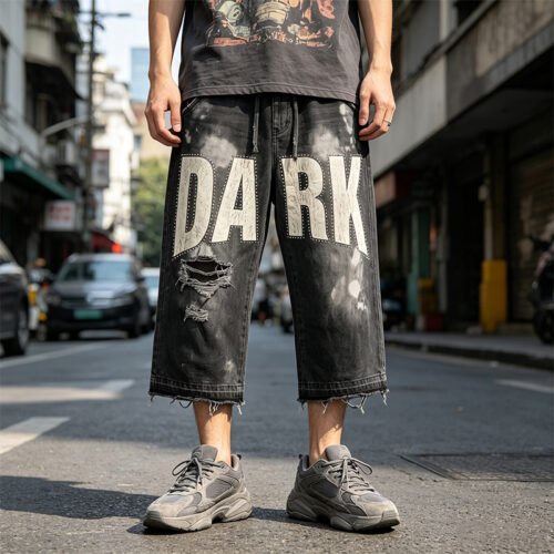 Custom Oversized Applique Distressed Denim Shorts | 715-05 - Style AD3E41 Custom Oversized Applique Distressed Denim Shorts | 715-05 - Style AD3E41