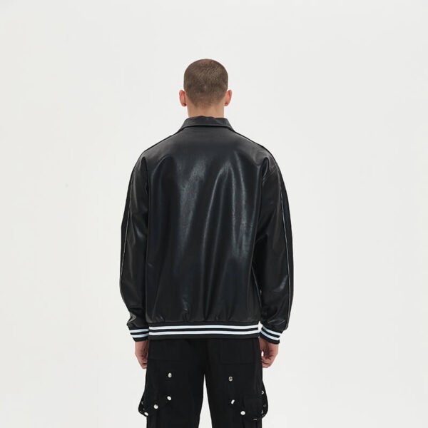 Custom Embroidered Streetwear Leather Jacket - Style 7FC2B1 - product detail view 4 Custom Embroidered Streetwear Leather Jacket - Style 7FC2B1 - product detail view 4