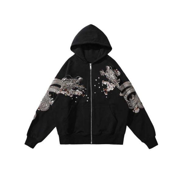 Custom Oversized Zip Hoodie With Embroidered Back Art - Style 065F9D - product detail view 3