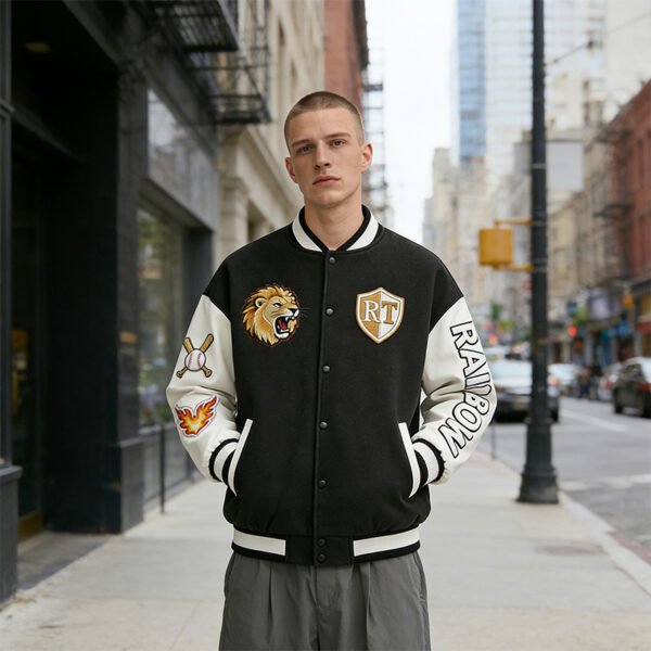 Custom Embroidered Two-Tone Varsity Jacket - VW-VJ01 - Style 879907 - product detail view 4 Custom Embroidered Two-Tone Varsity Jacket - VW-VJ01 - Style 879907 - product detail view 4