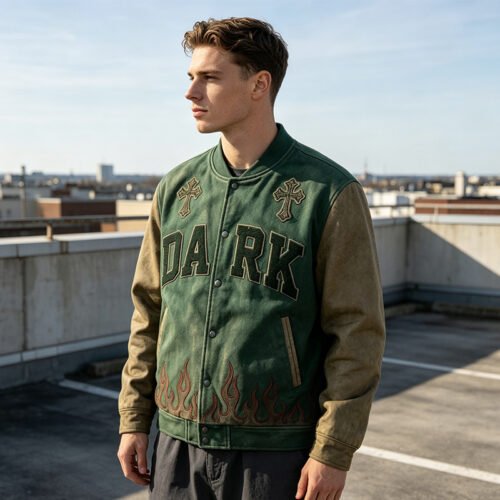 Custom Embroidered Patch Varsity Bomber Jacket - Style A4AD8A