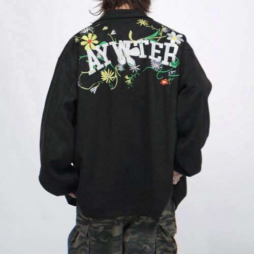 Custom Floral Embroidered Zip Stand-Collar Cardigan - Style BC0156 Custom Floral Embroidered Zip Stand-Collar Cardigan - Style BC0156