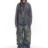 Custom Embroidered Zip-Front Distressed Knit Sweater - Style 2F07C2 - product detail view 7