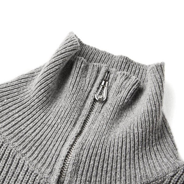 Custom Embroidered Zip-Front Distressed Knit Sweater - Style 2F07C2 - product detail view 10