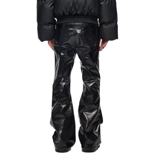 Custom Black Extra-Length Coated Straight Pants - Style 20CD7A Black coated straight leg pants with extra length