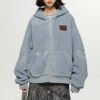 Custom Hooded Faux Lamb Fleece Zip Jacket - VWW-FJ01 - Style 26AE03 - product detail view 3 Custom Hooded Faux Lamb Fleece Zip Jacket - VWW-FJ01 - Style 26AE03 - product detail view 3