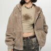Custom Hooded Faux Lamb Fleece Zip Jacket - VWW-FJ01 - Style 26AE03 - product detail view 5 Custom Hooded Faux Lamb Fleece Zip Jacket - VWW-FJ01 - Style 26AE03 - product detail view 5