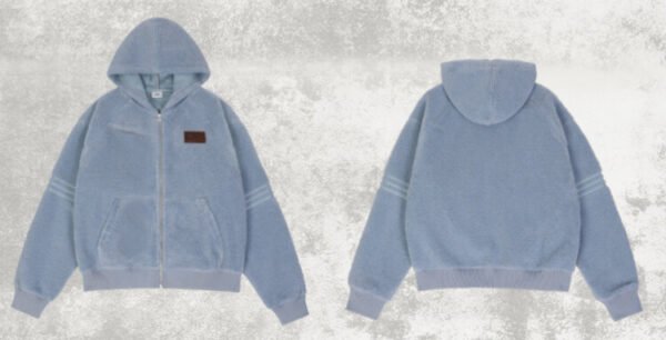 Custom Hooded Faux Lamb Fleece Zip Jacket - VWW-FJ01 - Style 26AE03 - product detail view 6 Custom Hooded Faux Lamb Fleece Zip Jacket - VWW-FJ01 - Style 26AE03 - product detail view 6