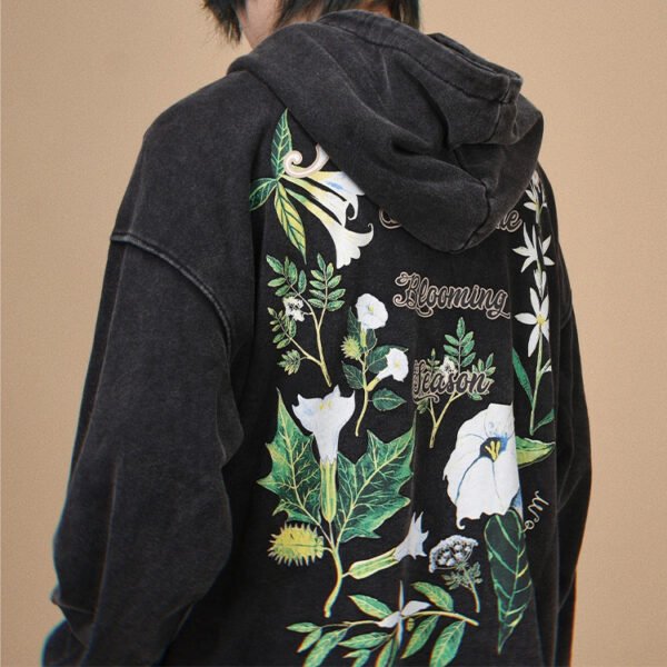 Custom Black Flame Applique Pullover Hoodie - Style 02CE18 - product detail view 2