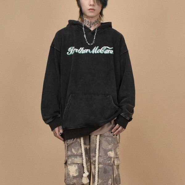 Custom Black Flame Applique Pullover Hoodie - Style 02CE18 - product detail view 4