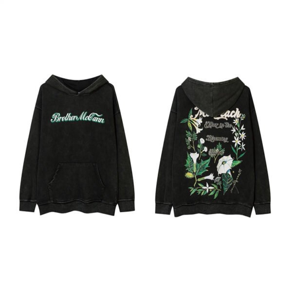 Custom Black Flame Applique Pullover Hoodie - Style 02CE18 - product detail view 5