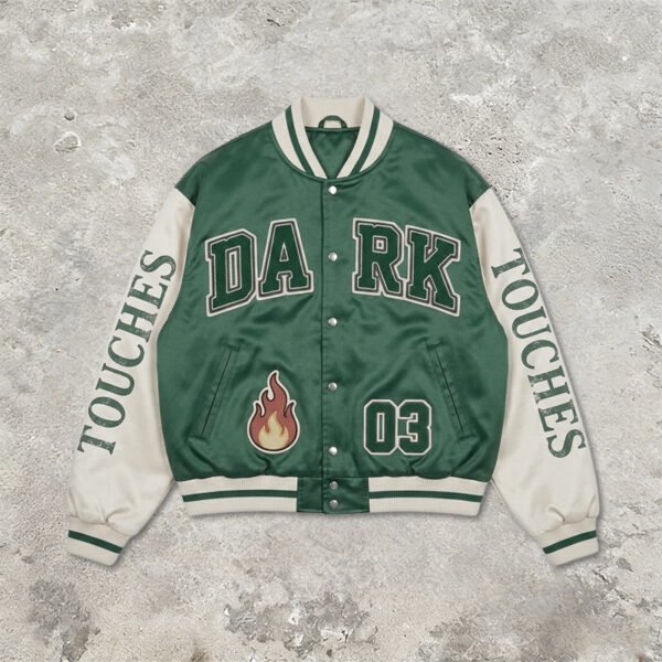 Custom Flame Applique Varsity Jacket - Style 34437D - product detail view 4