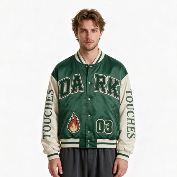 Custom Flame Applique Varsity Jacket - Style 34437D - product detail view 8