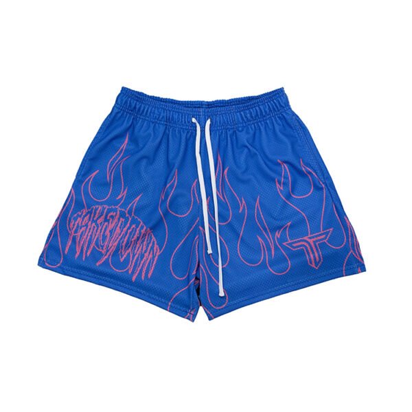 Custom Flame Graphic Mesh Sports Shorts | - Style 5D800A