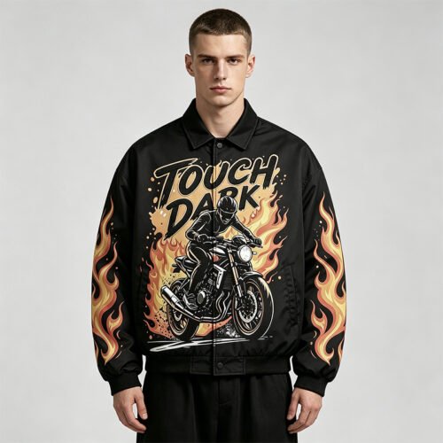 Custom Flame Graphic Oversized Racing Bomber Jacket | VW-AB328 - Style AB328E Custom Flame Graphic Oversized Racing Bomber Jacket | VW-AB328 - Style AB328E