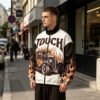 Custom Flame Panel Streetwear Bomber Jacket - Style 954096 - product detail view 3