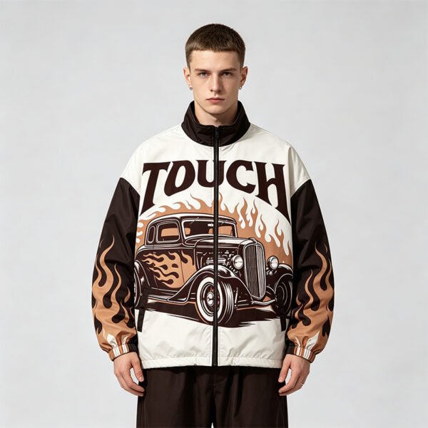 Custom Flame Panel Streetwear Bomber Jacket - Style 954096 - product detail view 7