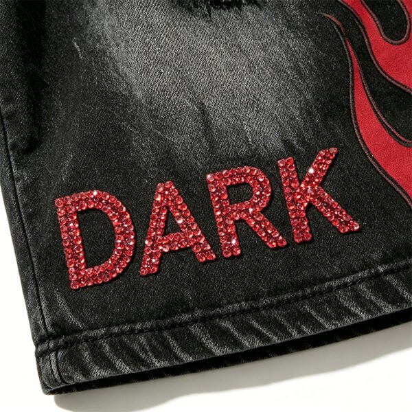 Custom Flame Panel Distressed Drawstring Shorts - Style 3678F6 - product detail view 7 Custom Flame Panel Distressed Drawstring Shorts - Style 3678F6 - product detail view 7