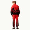 Custom Flame Print Track Jacket and Pants Set - Style FD54AE Red and black track jacket and pants with flame print
