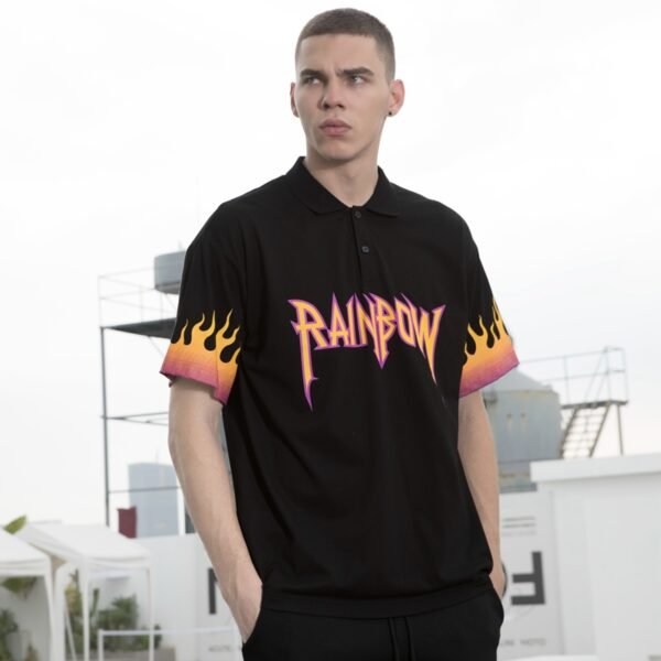 Custom Flame Sleeve Graphic Polo Shirt - Style AFE9A2
