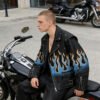 Custom Flame Sleeve Embossed PU Biker Jacket | VW-E1A2 - Style E1A2A7 - product detail view 10 Custom Flame Sleeve Embossed PU Biker Jacket | VW-E1A2 - Style E1A2A7 - product detail view 10