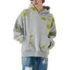 Custom Flocked Graphic Pullover Hoodie - Style C38969 Grey pullover hoodie with abstract yellow flocked graphics