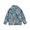 Custom Floral Panel Denim Cargo Jacket - Style 4474B6 Denim jacket with all-over floral embroidery and collared neckline