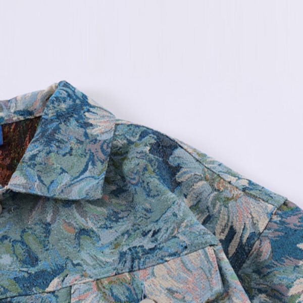 Custom Floral Panel Denim Cargo Jacket - Style 4474B6 - product detail view 2 Custom Floral Panel Denim Cargo Jacket - Style 4474B6 - product detail view 2