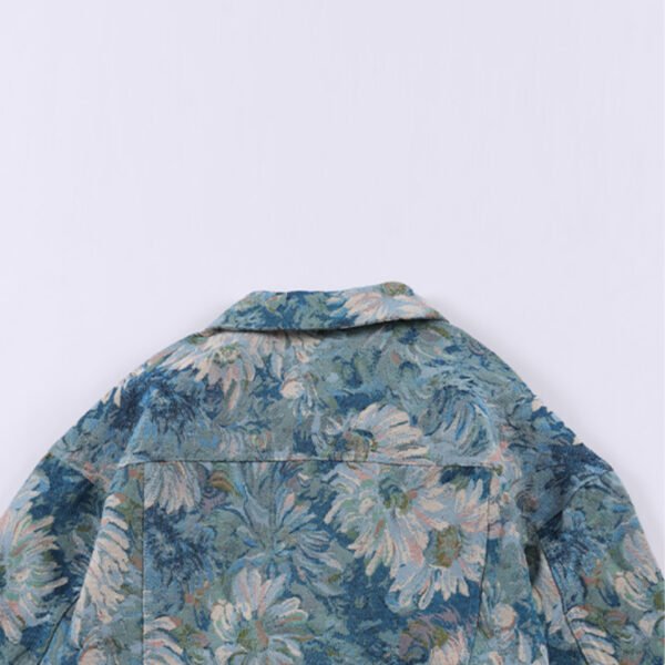 Custom Floral Panel Denim Cargo Jacket - Style 4474B6 - product detail view 3 Custom Floral Panel Denim Cargo Jacket - Style 4474B6 - product detail view 3